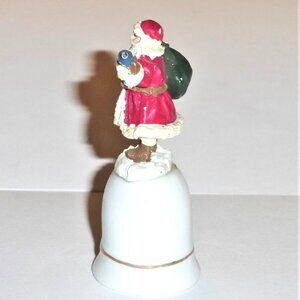 2" SANTA Thimble #12b Christmas Santa Bag Toys St. Nick Ceramic Thimble Holiday